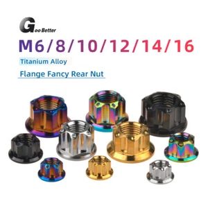 Titanium Nut M6 M8 M10 M12 M14 M16 Flange Fancy Rear Nut for Bike Motoycycle Car - Picture 1 of 16