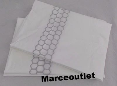 Fundas de almohada Matouk Liana 520 hilos algodón percal KING blancas/plateadas Foto 1 de 3