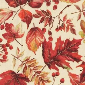 Autumn in The Forest Leaves Cream 100% Cotton Fabric by The Yard - Picture 1 of 1