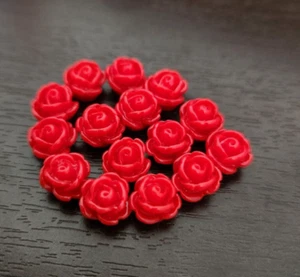 34PCS Red Rose Flower Resin Charms for DIY Jewelry and Crafts - Picture 1 of 2