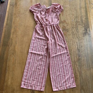 Lily Blue Girls Size 12 Pink Jumper White Stripes Bow Short Sleeved - Picture 1 of 8