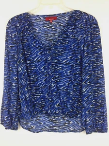 Saks Fifth Avenue RED Women’s Blouse LS Deep V-Neck Multi-color Sz M - Picture 1 of 5