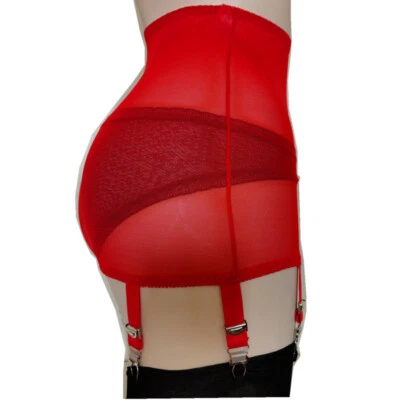 S-2XL 6 Strapse Strumpfhalter dessous Unisex Transparent Mesh Skirt Retro Girdle - Bild 1 von 4