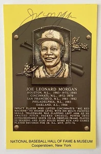 Joe Morgan Reds Signed Autographed HOF Plaque Postcard *July 1990* - Beckett BAS - Picture 1 of 5
