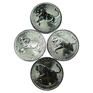 [Lot of 4] 2016 CANADA TIGER 1 oz. Elizabeth II $5 Uncirculated Coins .9999 Fine - Picture 1 of 13