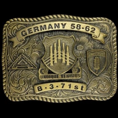 71st Air Defense Artillery Undique Venimus Army Wwii Brass Vintage Belt Buckle - Image 1 of 2