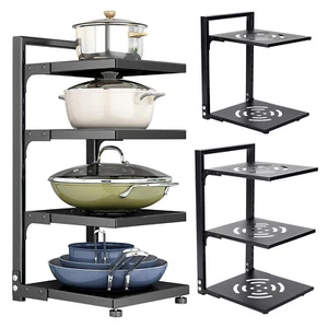 Carbon steel Kitchen Cook Pan Pot Holder Storage Saucepan Organiser Rack Stand - Picture 1 of 16