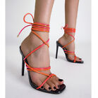 Gladiator Women High-Heel Square Toe Strappy Stiletto Sandals Shoes Fashion Sexy