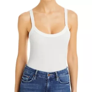 AQUA Ladies White Slinky Knit Scoopneck Bodysuit, NWT! - Picture 1 of 4