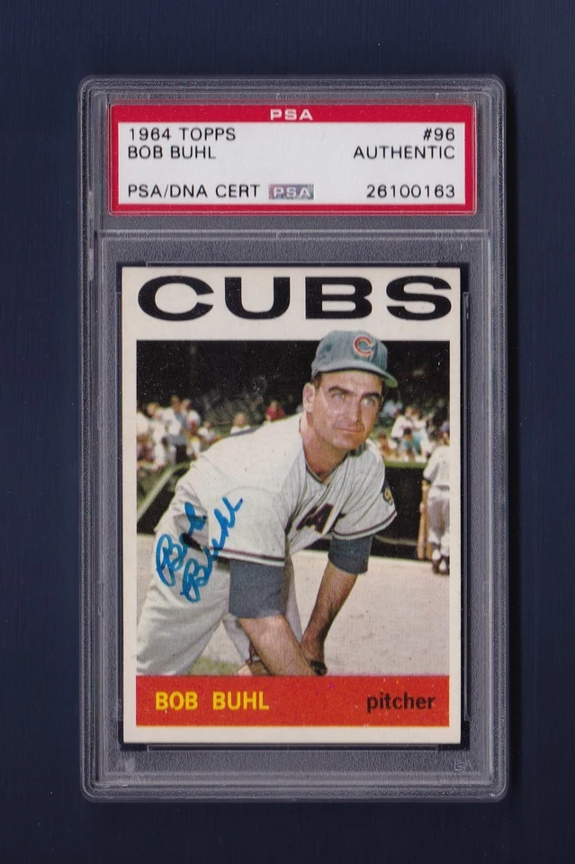 鲍勃·布尔签名芝加哥小熊队 1964 年 Topps 棒球卡 Psa 认证 — 第 1/1 张图片