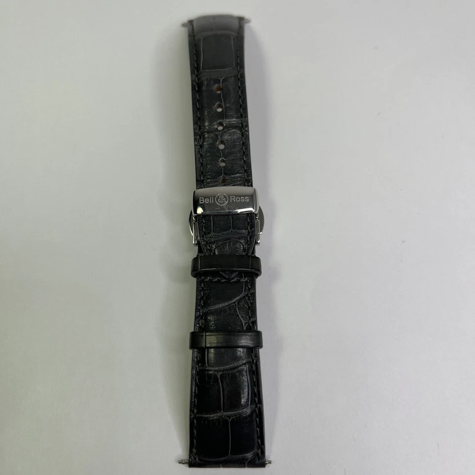 Bell & Ross 22mm Grey Gray Leather Watch Strap Band & 18mm Steel Deployant Clasp - Image 1 of 4