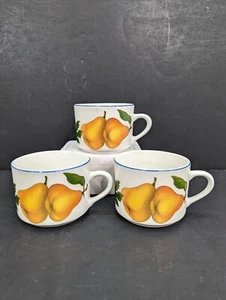 Essence Tabletops Unlimited Flat 6 Oz Coffee/Tea Cup Fruit Design Lot of 3 - Picture 1 of 9