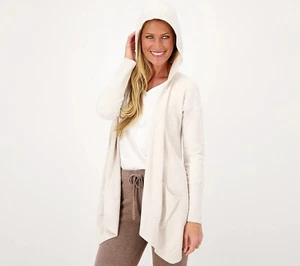 BAREFOOT DREAMS CozyChic Ultra Lite Hooded Seashore Cardigan Pearl Gr. L Neu mit Etikett - Bild 1 von 15