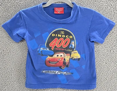 Disney Cars Lightning McQueen Shirt Youth Small Blue Dinoco Piston Cup Tee Pixar - Image 1 of 4