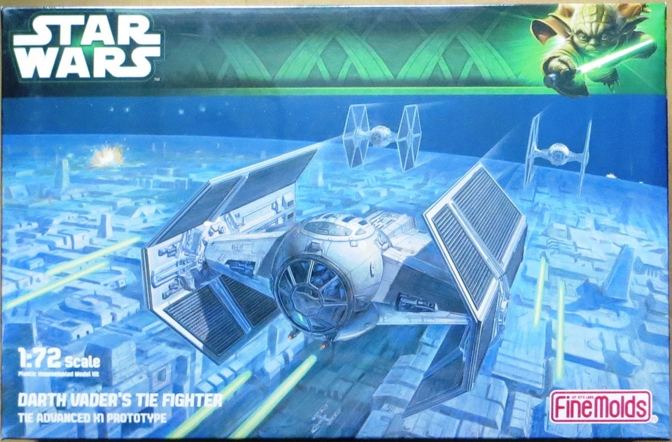 Finemolds Imperial TIE Advanced X-1 Fighter Vader 1/72 Scale Model Kit Star Wars - Image 1 of 1