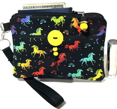 Радуга-жеребец-лошади-ручной работы-деньги-монета-ID-CreditCard-браслет-кошелек-мешочек - Изображение 1 из 4