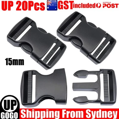 15MM Buckles Side Quick Release Clip Cord Strap Fastener Webbing PP Backpack AU - image 1 of 4