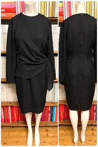 Maggy London Ladies S 8 10 Dress vintage 1980s Draped Asymmetric Tailored Crepe - Picture 1 of 13