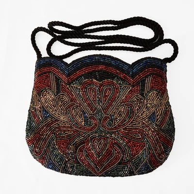 Cartera clutch pequeña Art Deco con cuentas corazón Foto 1 de 2