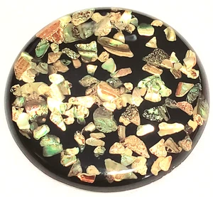 Abalone Shell Trivet Resin Lucite Round Footed Handmade Nautical USA CA Vtg - Picture 1 of 8