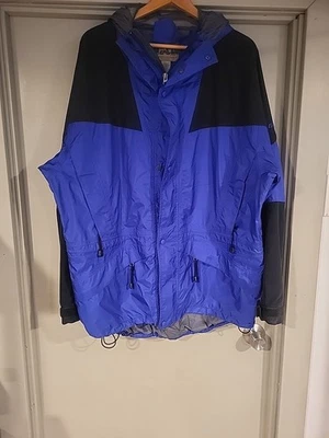 EMS Men’s Gore-Tex Rain Jacket Size XL Black / Blue Hooded Waterproof Shell - Image 1 of 4