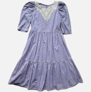 A New Day Maxikleid 100 % Baumwolle Ösen Cottagecore Lavendel Extra Large - Bild 1 von 8