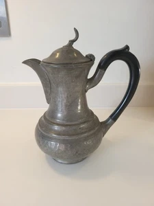 Vintage Zinn 8" Flagon Kaffeekanne Klappdeckel - Bild 1 von 5