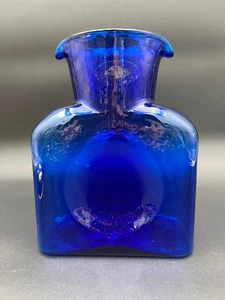 Blenko Cobalt Double Spout Pitcher • Signed 2016 • Hand-Blown Art Glass Vase - Picture 1 of 8