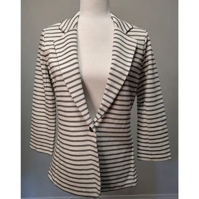 Chaqueta Blazer Tahari Negra Blanca Tira Un Botón Talla Mediana Foto 1 de 4