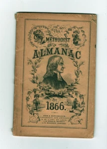 1866 Methodist Almanac -- Samuel Hart Wright, ed.  -- pub. by Poe & Hitchcock - Picture 1 of 2