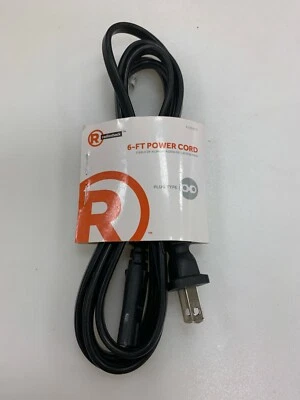 6Ft 2Pin AC Power Cord NEMA1-15P/IEC320 C7 18AWG 10A Non-Polarized Fig.8 Black - Image 1 of 4