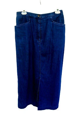 Falda Jean Charter Club Azul Talla 6 Modesta Media Pantorrilla Denim Lavado Oscuro Foto 1 de 4