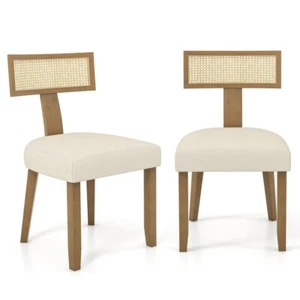 Set of 2 Upholstered Modern Accent Dining Chairs Living Room w/Curved Backrests - Picture 1 of 10