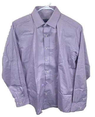 Camisa social masculina Joseph & Feiss tamanho 16 roxa manga longa botão para cima trabalho carreira - Imagem 1 de 4
