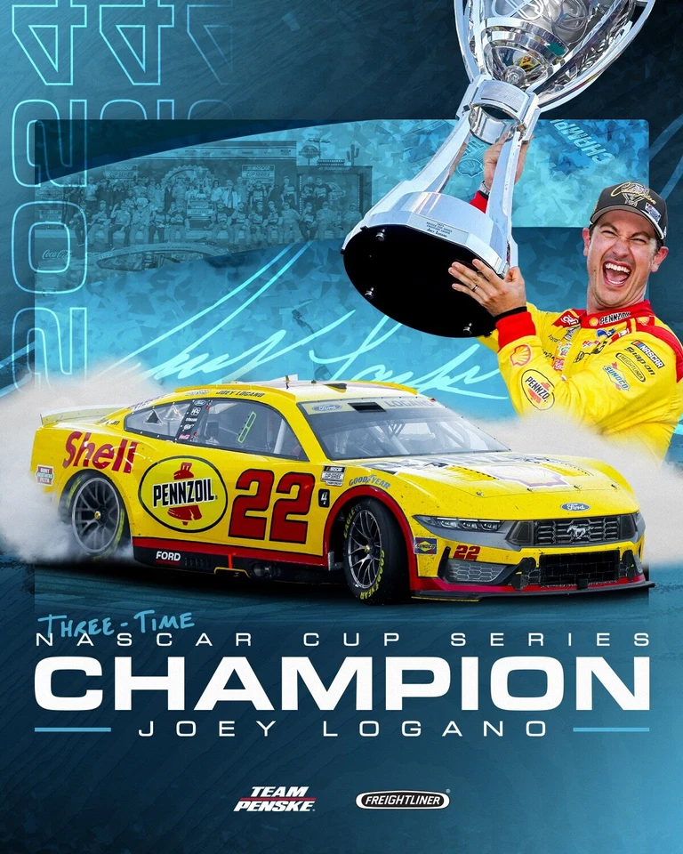 Cartel del equipo de pilotos campeón de carreras de motor Ford Chevrolet NASCAR, FREIGHTLINER verdadero Foto 1 de 1