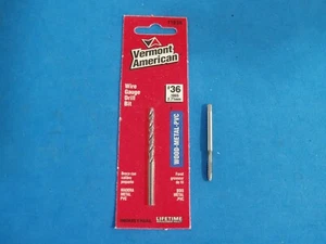 6 - 32 NC TAP WITH PROPER SIZE #36 VERMONT AMERICAN DRILL BIT MADE IN USA - Picture 1 of 2