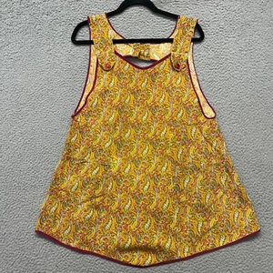 Vintage Smock Apron Yellow Paisley Handmade Retro 60's 70's Housewife Trad Wife - Picture 1 of 10
