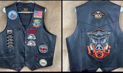 Vintage Hot Leathers Motorcycle Vest Mens XL HOG Patches ~ Biker Sturgis Black - Image 1 of 4