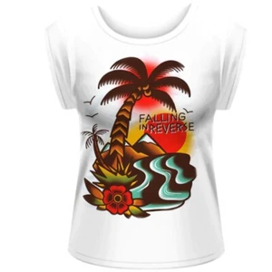 Falling In Reverse Island Rolled Sleeve White Fit T-Shirt - Picture 1 of 1