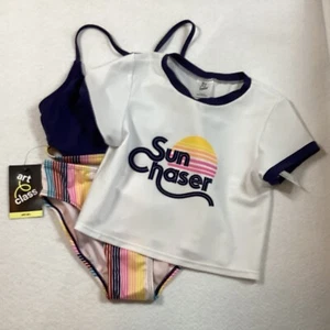 Girl's- L- 10/12- 3Pc- Bikini Set & Rash Guard, -Art Class-UPF 50+ Brand New! - Picture 1 of 6