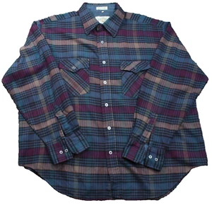 VTG Northwest Territoy Flannel Mens XL Purple Plaid Long Sleeve - Picture 1 of 13