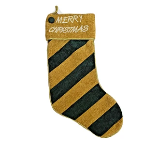 Green Gold Prima Creations Christmas Stocking 18" Heavy Velvet Upholstery Fabr - Picture 1 of 6