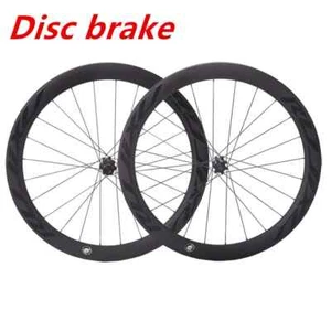 Juego de ruedas de bicicleta de carretera con rodamiento de cerámica de carbono 700C 51 mm bloqueo central profundo/buje de 6 pernos - Imagen 1 de 24