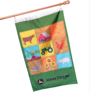 John Deere Official Licensed Farm /Garden Flag Cow Quilt Tractor Barn 28" x 44" - Picture 1 of 7