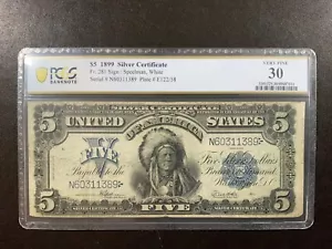 1899 $5 Silver Certificate - Chief Running Antelope - PCGS Banknote 30. Fr. 281 - Picture 1 of 6