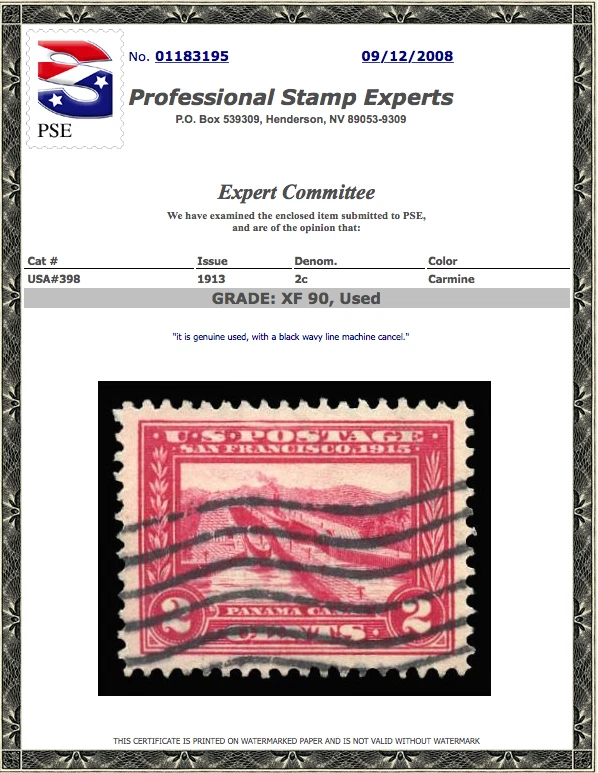 #398 Used, PSE Graded 90, PSE Cert # 01183195 - Image 1 of 1