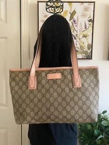 Bolso de Mano GUCCI 211138 002123 PVC GG Patrón Rosa Cuero Borde - Imagen 1 de 15