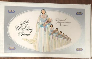 IL MIO ABITO DA SPOSA vestito lavato a secco sottovuoto sigillato perline perle velo 1993 bianco - Foto 1 di 13