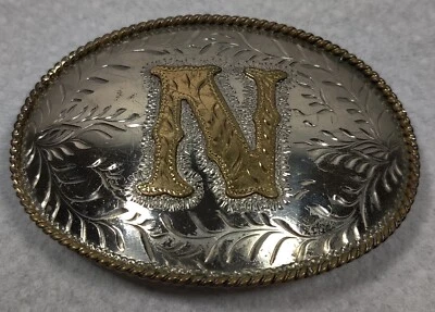 Medallas de diseño de premio placa de plata letra "N" hebilla de cinturón noble, Oklahoma EE. UU. Foto 1 de 4