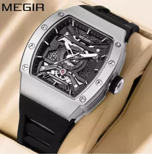 MEGIR Mens Watch Automatic Mechanical Watches For Men Silicone Strap Watch Men - Picture 1 of 7